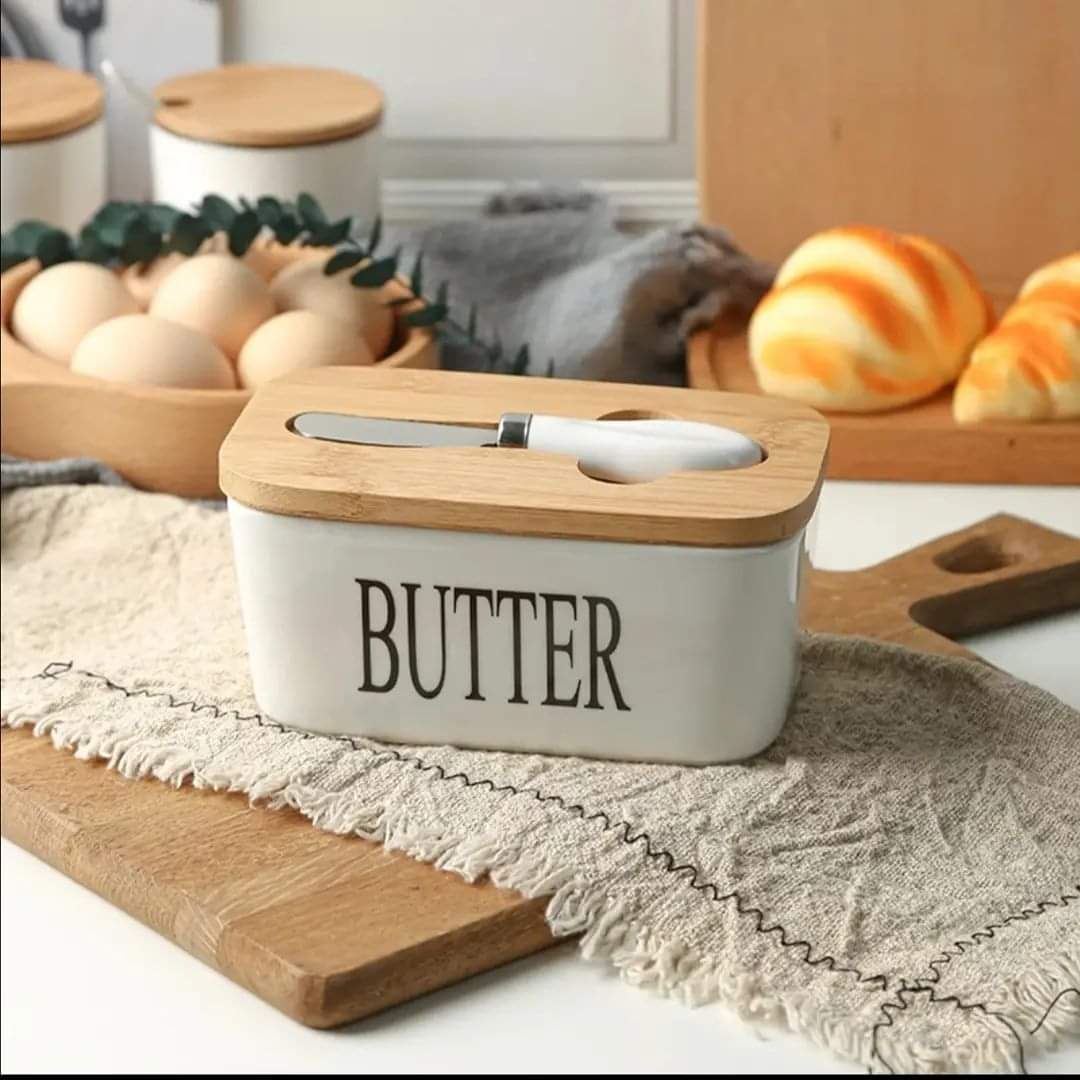 Ceramic butter container